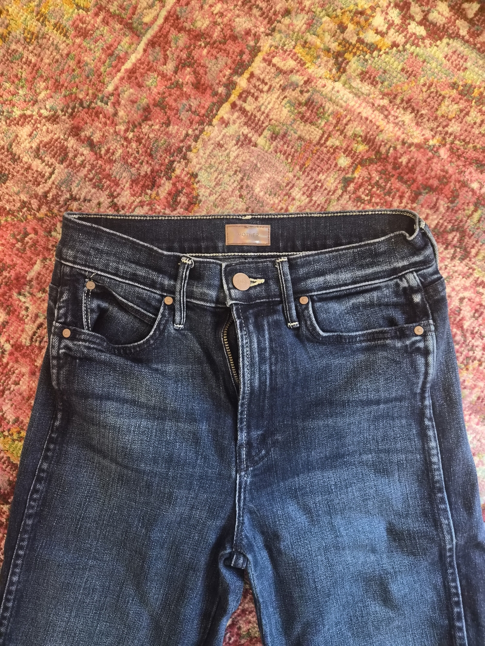MOTHER High-Rise Dark Indigo Stretch Jeans